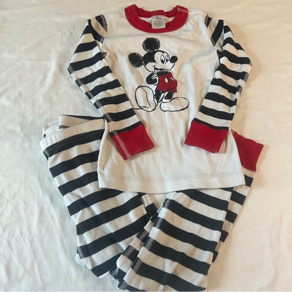 Disney Hanna Andersson Mickey Mouse Organic Cotton Pajamas Size 4 Striped